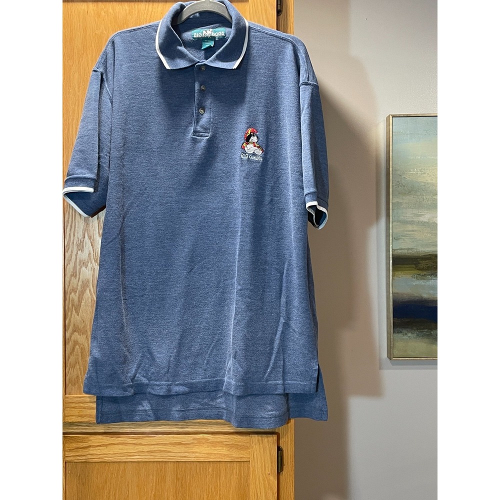 Vintage Big Dog Blue Polo Big Kahuna _ Size Large_ Golf Apparel‎ Athleisure